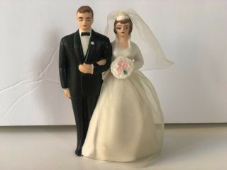 Vintage Wilton Wedding Cake Topper Of Bride And Groom Porcelain