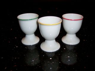 Set Of 3 Vintage White Porcelain Egg Cups - Japan