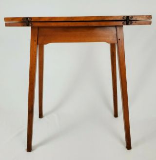 Mid - Century Teak Wood Flip Top Game Console Dining Table Danish Vintage 4