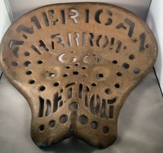 Antique American Harrow Co Detroit Cast Iron Farm Tractor Seat