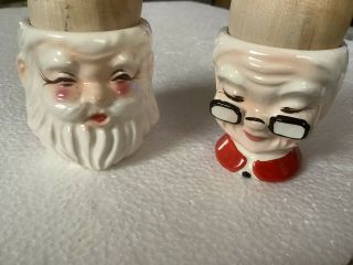 1950s Vintage Kreiss Japan Mr & Mrs Santa Claus Christmas Breakfast Egg Cups
