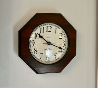 Vintage Seth Thomas Wall Clock Vintage Quartz Wall Clock Wood Seth Thomas Clock