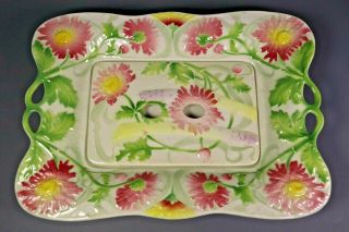 Antique French Majolica Art Nouveau St Clement Asparagus Serving Plate Platter