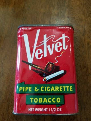 Vintage Velvet Pipe Cigarette Tobacco Tin Box Collectible