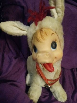 Vintage Rushton Rubber Face Donkey Or Cow Tagged Plush Stuffed Animal