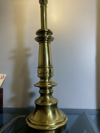 Vintage Mcm Stiffel Solid Brass 3 Way Table Lamp In