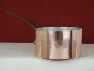 Antique 8¼” E.  Dehillerin Copper Saucepan Pan Pot - Tin,  French,  Large