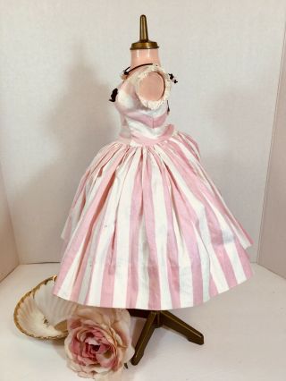 Vintage Madame Alexander Cissy Dress Pink White Candy Stripe Real Pearl Bracelet 3