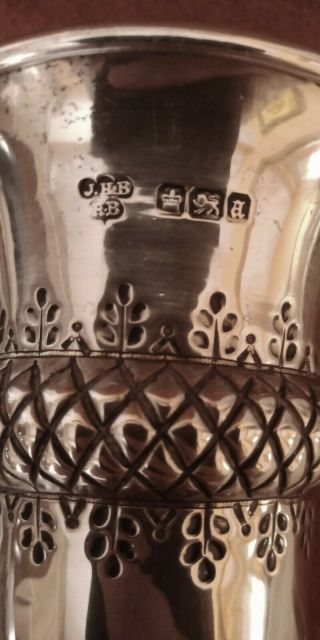 PAIR Victorian Sterling SILVER Art Nouveau VASES Posy Bud Vase 1893 Arts Crafts 3