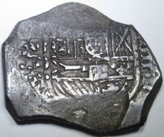 1600 ' s Spanish Silver 4 Reales Piece of 8 Real Antique Pirate Treasure Cob Coin 2
