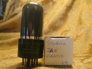 Single Vintage Sylvania 6v6gt/g Smoked Black Glass Tube Jan Vt - 107a Test Nos
