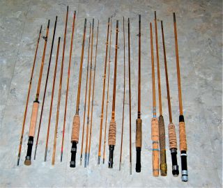 Vintage Bamboo/split Cane Fly Rods Several Compleat And Some Parts Some Restored