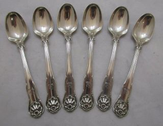 Good Set 6 Antique Victorian Kings Husk Sterling Silver Egg Spoons,  157g,  1848