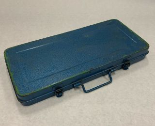 Vintage Unbranded Steel Metal Socket Tool Set Storage Box Only Blue (box Only)