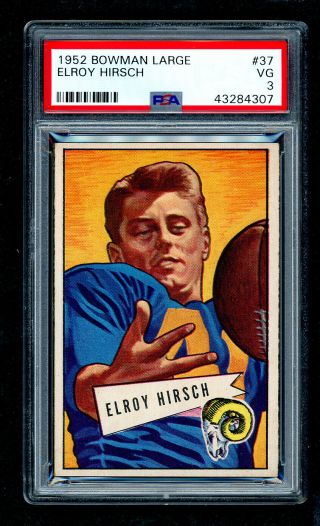 1951 Bowman Large Football Card - 37 Elroy Hirsch Short Print,  Psa 3 Vg