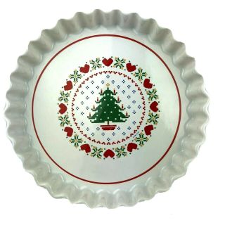 Vintage Treasure Craft Homespun Holiday Pie Plate Christmas Tree & Hearts