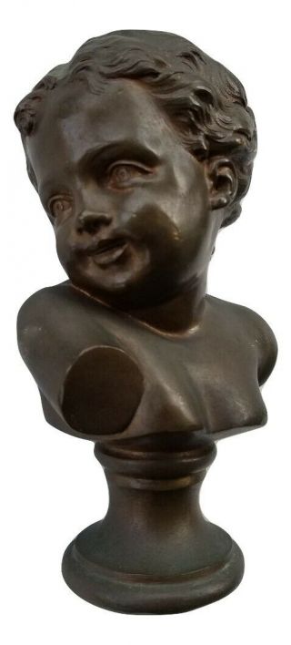 Fine Antique French Allegorical Bronze Bust Of A Child