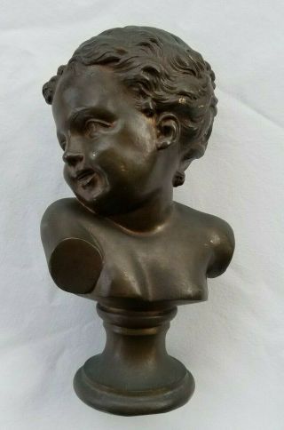 Fine Antique French Allegorical Bronze Bust of a Child 2