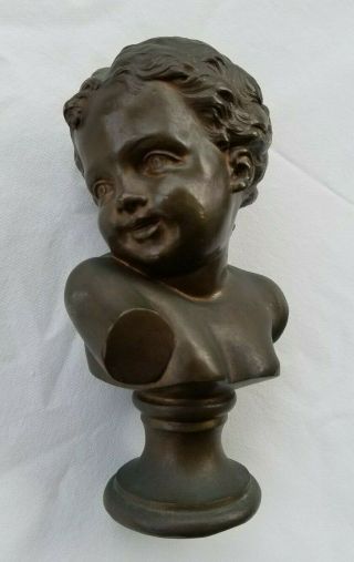 Fine Antique French Allegorical Bronze Bust of a Child 3