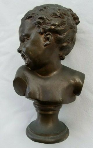 Fine Antique French Allegorical Bronze Bust of a Child 4