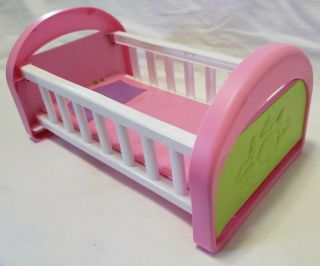 Cabbage Patch Kids Doll Bed Crib Pink & White With Purple Pillow Ships Fast
