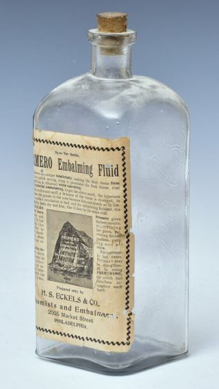 Antique Embalming Fluid Bottle,  H.  C.  ECKELS,  PHILADELPHIA,  poison - 2