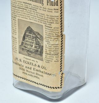 Antique Embalming Fluid Bottle,  H.  C.  ECKELS,  PHILADELPHIA,  poison - 3
