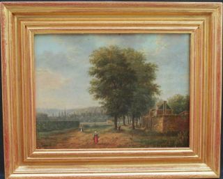 Early 19thc Lefebvre Signed Figures On A Village Lane Antique Oil Painting