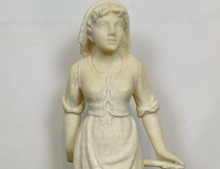 Antique Italian Alabaster Marble Sculpture of a Girl and a Goat 2