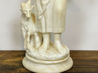 Antique Italian Alabaster Marble Sculpture of a Girl and a Goat 3