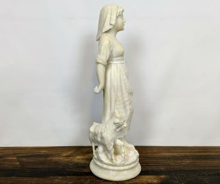 Antique Italian Alabaster Marble Sculpture of a Girl and a Goat 4