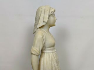 Antique Italian Alabaster Marble Sculpture of a Girl and a Goat 6