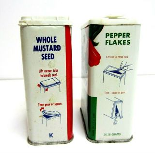 Vintage McCormick Spice Tins Pepper Flakes Mustard Seed 1982 2