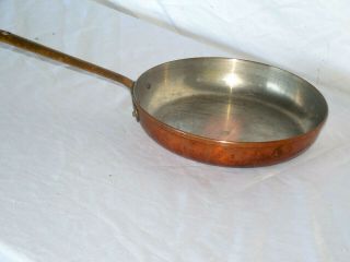 Vintage Pre - Owned Copper Tagus Tin Lined Frying Pan W/ Bras Handle Portugal
