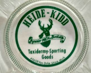 Vintage Taxidermy Advertising Ashtray Heide Kidd Michigan Sporting Goods T9