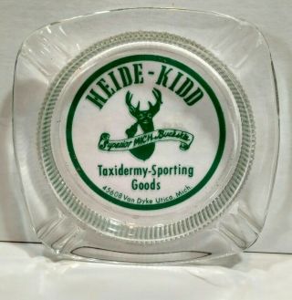 Vintage Taxidermy Advertising Ashtray Heide Kidd Michigan Sporting Goods T9 2