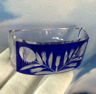 Vintage Salt Cellar Cobalt Blue Cut Glass 3” Wide