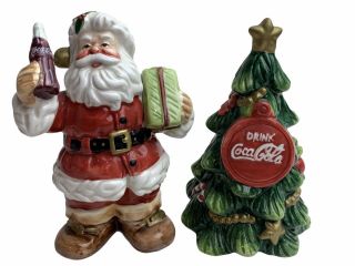 Vintage Santa Claus Coca Cola Christmas Tree 2001 Salt And Pepper Shakers 10