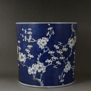 Chinese Antique Qing Dynasty Blue&white Porcelain Plum Blossom Brush Pot