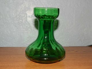 Vintage Two ' s Company Ribbed Dark Emerald Green Blown Glass Bulb Forcing Vase 2