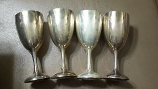International Silver Co Set Of 4 Vintage Silver Silverplate Wine Cups Goblets