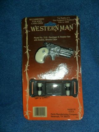 Nos Vintage Western Man Derringer & Holster Set Cap Gun Mip Model 210