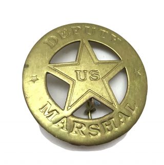Vintage Deputy Us Marshal Badge Round With Star