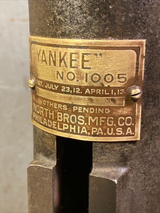 Antique Yankee 1005 Bench Mount Drill Made By North Bros.  Philadelphia Woodwork 6