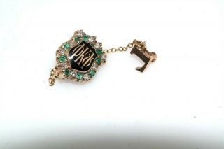 Phi Kappa Psi Badge 10k Gold Diamond Emerald Antique Fraternity Pin Gamma