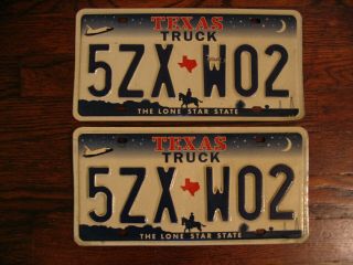 Pair Vintage Texas Truck License Plates