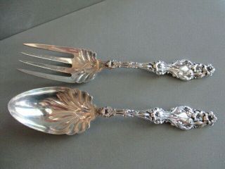 Lily By Whiting Sterling Silver Salad Serving Set 1902 Fork & Spoon Mono D