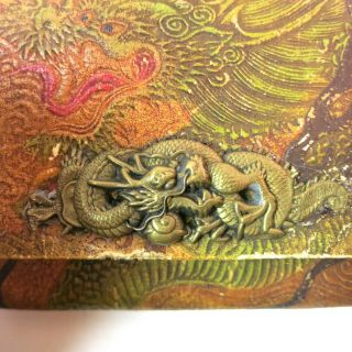 Antique Vintage Japanese Tobacco Pouch Purse Wallet with Dragon Netsuke Leather 2