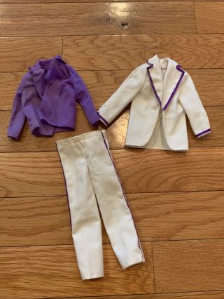 Vintage Ken Doll Clothes - Vintage Ken Clone White Tuxedo & Purple Shirt