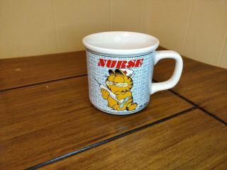 Vintage 1978 Garfield Nurse Mug Coffee Cup Ceramic